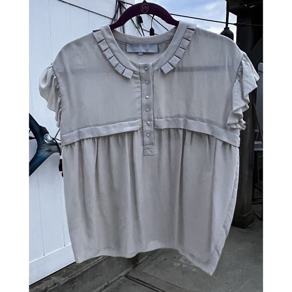 Alexander Wang Short Sleeve 100% Silk Blouse Lt Gray Size 10 Early Collection - Picture 1 of 8